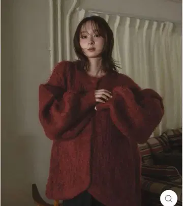 mideal 가디건 보르도 빨간색