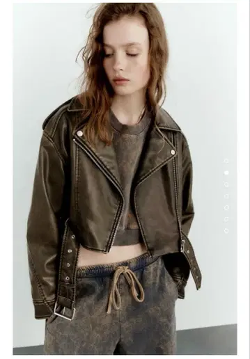 ZARA 인조 가죽 라이더 자켓 자라