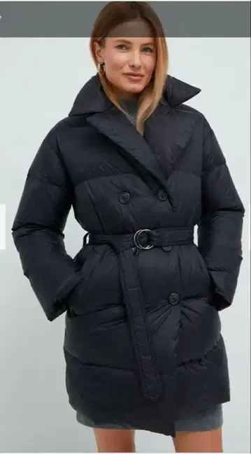 폴로 랄프 로렌 볼륨 옷깃 다운 코트 블랙 다운 자켓