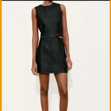 새상품 zara TRF 컷 아웃 디테일 데님 원피스 M