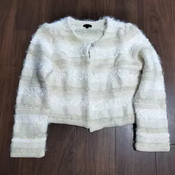 TO BE CHIC 자켓 니트 노카라 긴팔 양모 모헤어