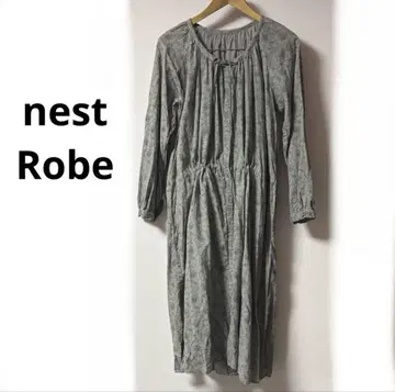 nest Robe 코튼 실크 꽃무늬 개더 원피스