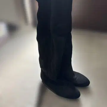 블랙 스웨이드 롱 부츠