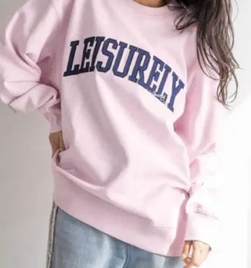 LEISURELY 핑크 크루넥 트레이닝복