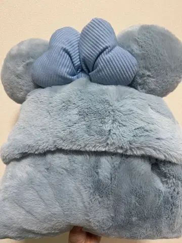 미니 후드 부착 담요 판초 블루