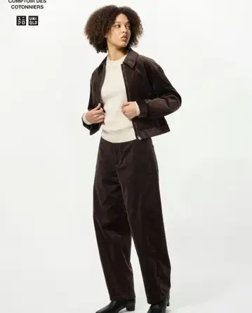 UNIQLO 코듀로이 커브 팬츠 S 다크 브라운