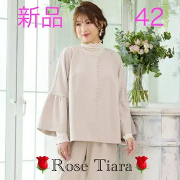 로즈 티아라 노카라 펄 플레어 슬리브 자켓 42 새상품