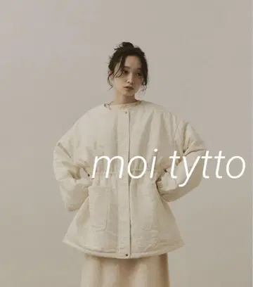 moi tytto 뉘앙스 패턴 퀼팅 블루종 코트
