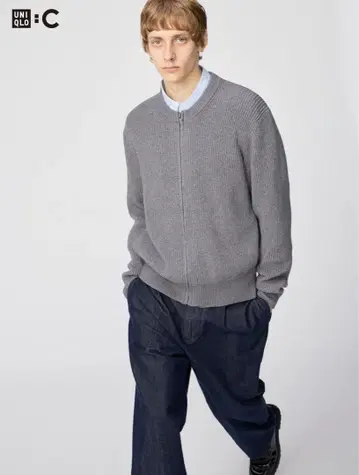 UNIQLO 크루넥 풀 집업 가디건