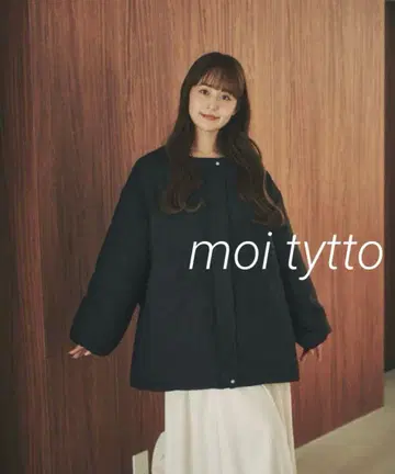 moi tytto 뉘앙스 패턴 퀼팅 블루종 코트
