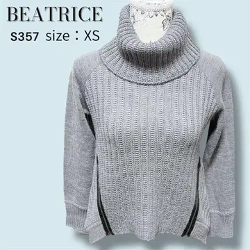 BEATRICE S357 니트 터틀넥 그레이 울 지퍼