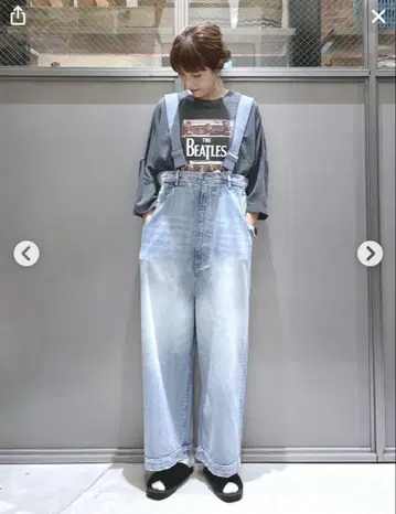 인기 니코앤드 서스펜더 와이드 데님 라이트 블루