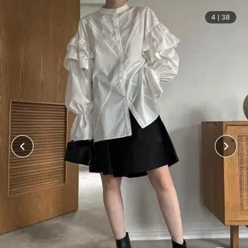 willfully patchwork frill volume sleeve