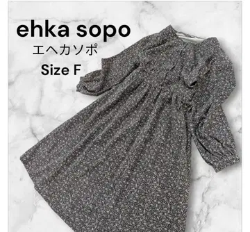ehka sopo 에카 소포 꽃무늬 V넥 긴팔 원피스 Size F