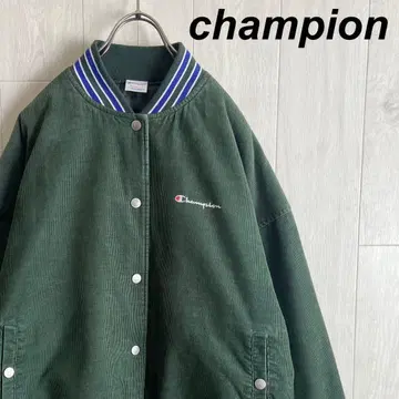 champion 챔피온 자수 로고 코듀로이 바시티 자켓 그린 L