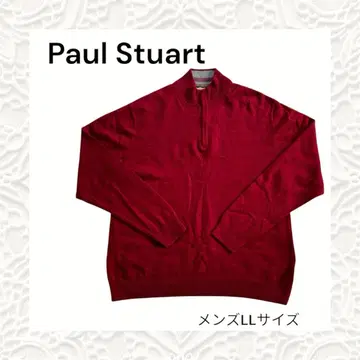 Paul Stuart 울 캐시미어 혼방 하프 지퍼 긴팔 니트 스웨터