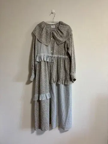 merry jenny 개더 칼라 패치워크 원피스