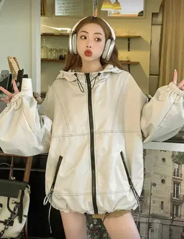 오버사이즈 후드 부착 자켓
