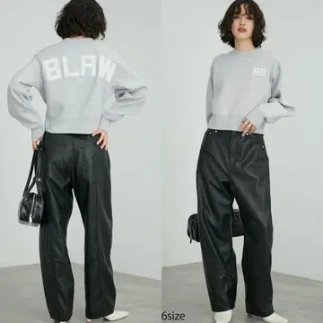 ADAM ET ROPE 그레이 크롭 맨투맨 펠트 자수