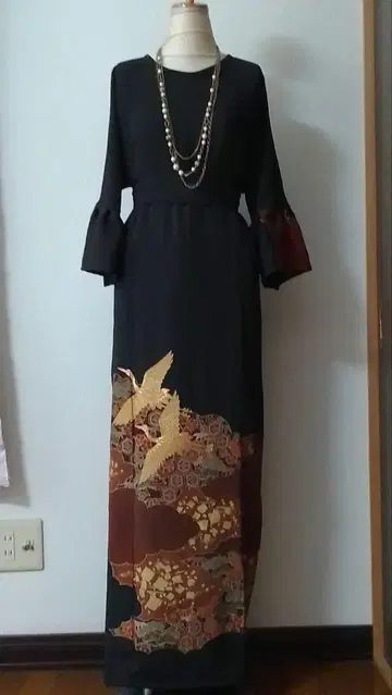 기모노 리메이크 원피스 전통 예복 기모노 드레스 자수 학