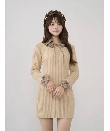 Darich 베이지 레이어드라이크 니트 미니 원피스 BEG