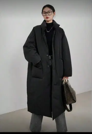 블랙 롱 코트 오버 사이즈