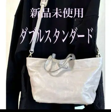 39800엔 새상품 양가죽 더블 스탠다드 2way 숄더 백 그레이지