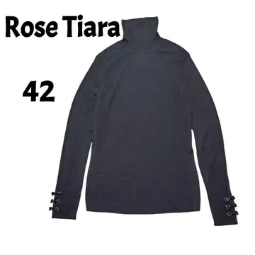 로즈 티아라 RoseTiara 터틀넥 리브 니트 42 블랙