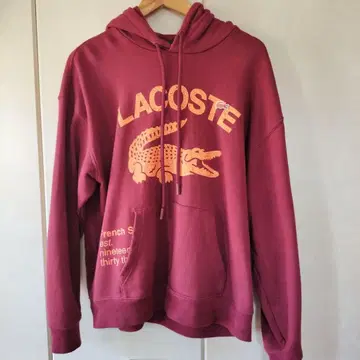LACOSTE 루즈핏 후드티 US M 버건디