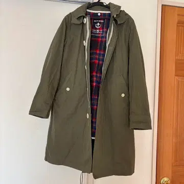 카이세이도 코튼 밀리터리 코트 라이너 포함 타탄 체크 카키