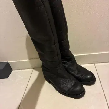 블랙 롱 무스탕 부츠 38 24.5cm