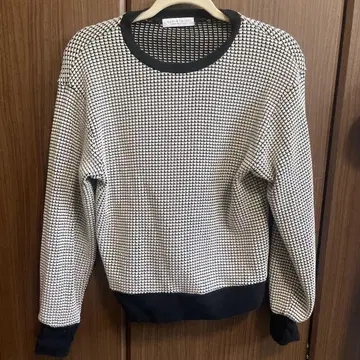 United Arrows 니트 무늬 스웨트 셔츠 L 사이즈 블랙 화이트