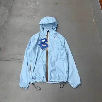 K-WAY 택 포함 스카이블루 마운틴 후드티 레인 자켓 풀 집업