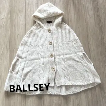 새상품급 BALLSEY 후드 부착 판초형 니트 케이프