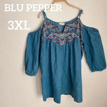 1점 오더 Blu Pepper [ 3XL ] 자수 오프숄더 블라우스