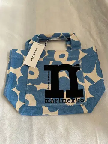 미사용 새상품 marimekko 꽃무늬 토트백 우니코 블루