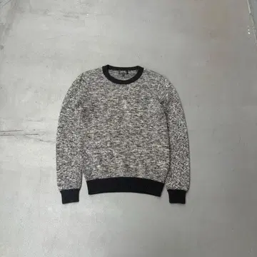 A.P.C. 멜란지 그레이 울 니트 스웨터 남성용 리브 절개