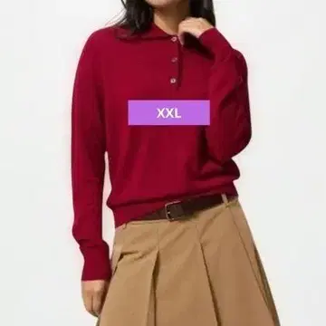 메리노 폴로 스웨터 XXL 레드