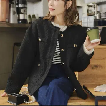 titivate 노카라 트위드 자켓 블랙