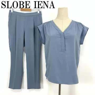 LA6380 슬로브 이에나 슬랙스 셋업 블루 폴리에스테르 38