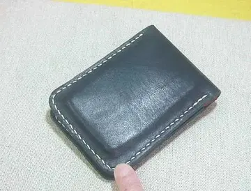 새들 레더 형틀 카드 케이스 * 손염색 파랑 핸드메이드