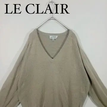 LE CLAIR 베이지 V넥 니트 스웨터 코튼 M