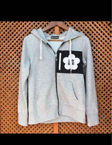 MARY QUANT 그레이 후드 부착 후드티