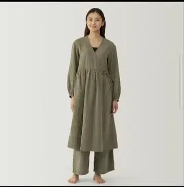 무인양품 후와리 시보 거즈 롱 가디건 L 카키 그린