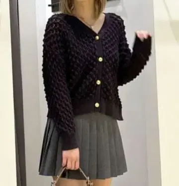 moussy PEAK STITCH 니트 가디건 블랙