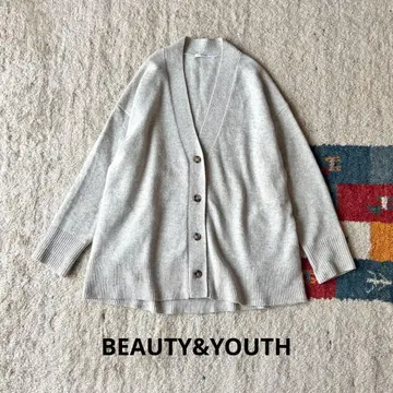 BEAUTY&YOUTH 울 캐시미어 아쿠아 오버 V넥 가디건