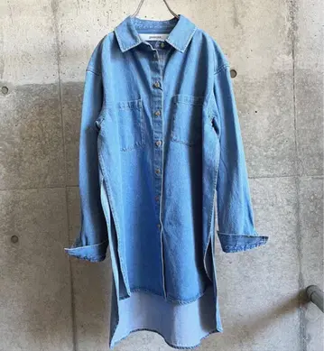 provoke 데님 셔츠 롱 기장