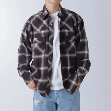 Rafu Western Shirt 데미지 가공 체크 웨스턴 셔츠