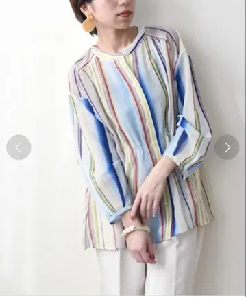 새상품! 에이미 로우 멀티 스트라이프 PT 태슬 BL 네이비
