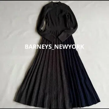 바니스뉴욕 바이컬러 니트 원피스 롱 기장 플레어